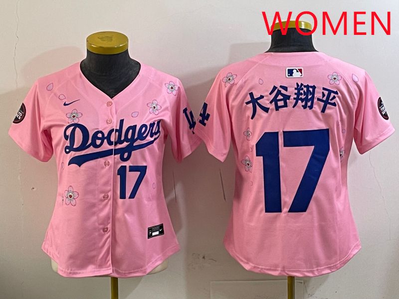 Women Los Angeles Dodgers #17 Ohtani Pink Sakura Edition 2025 Nike MLB Jersey style 9->women mlb jersey->Women Jersey